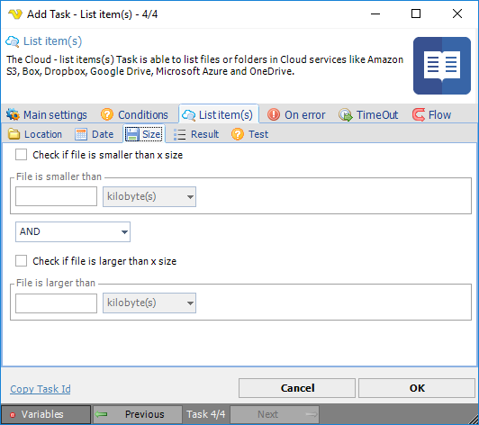 CloudfilefilterSize