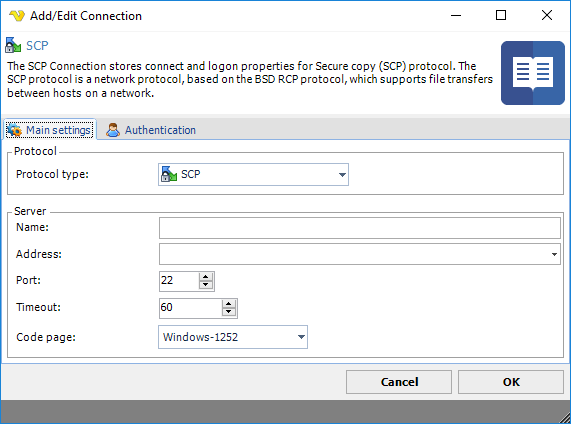 ConnectionSCPMainsettings