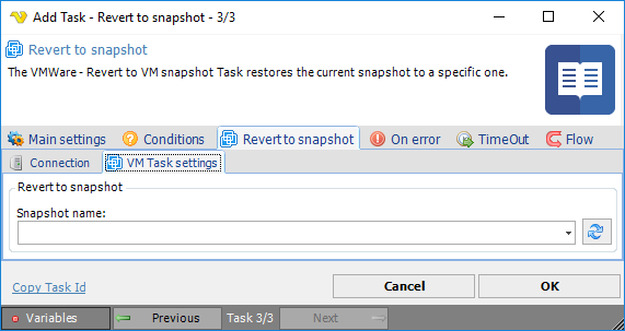 TaskVMWareRevertetosnapshotsettings