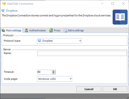 ConnectionDropboxMainsettings