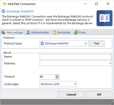 ConnectionExchangeWebDAVMainsettings