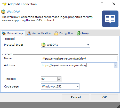 ConnectionWebDAVMainsettings