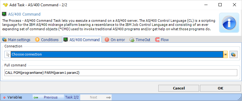 TaskProcessAS400Command
