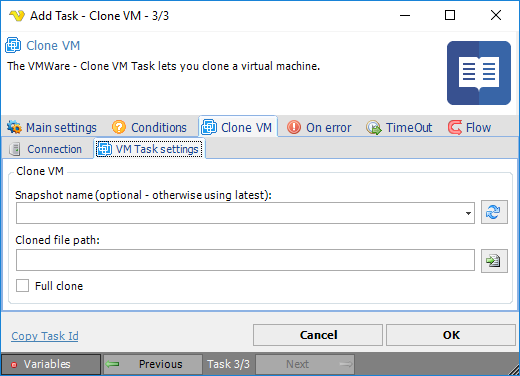 TaskVMWareCloneVMsettings