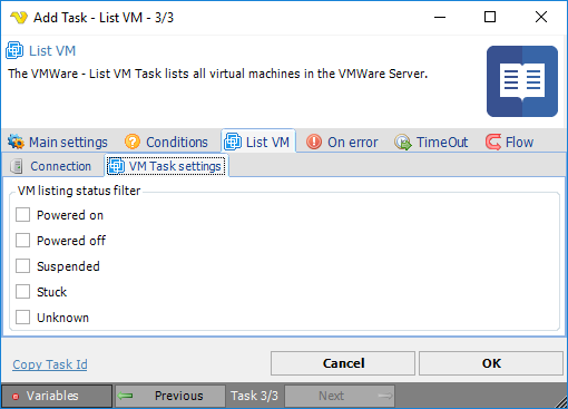 TaskVMWareListVMsettings